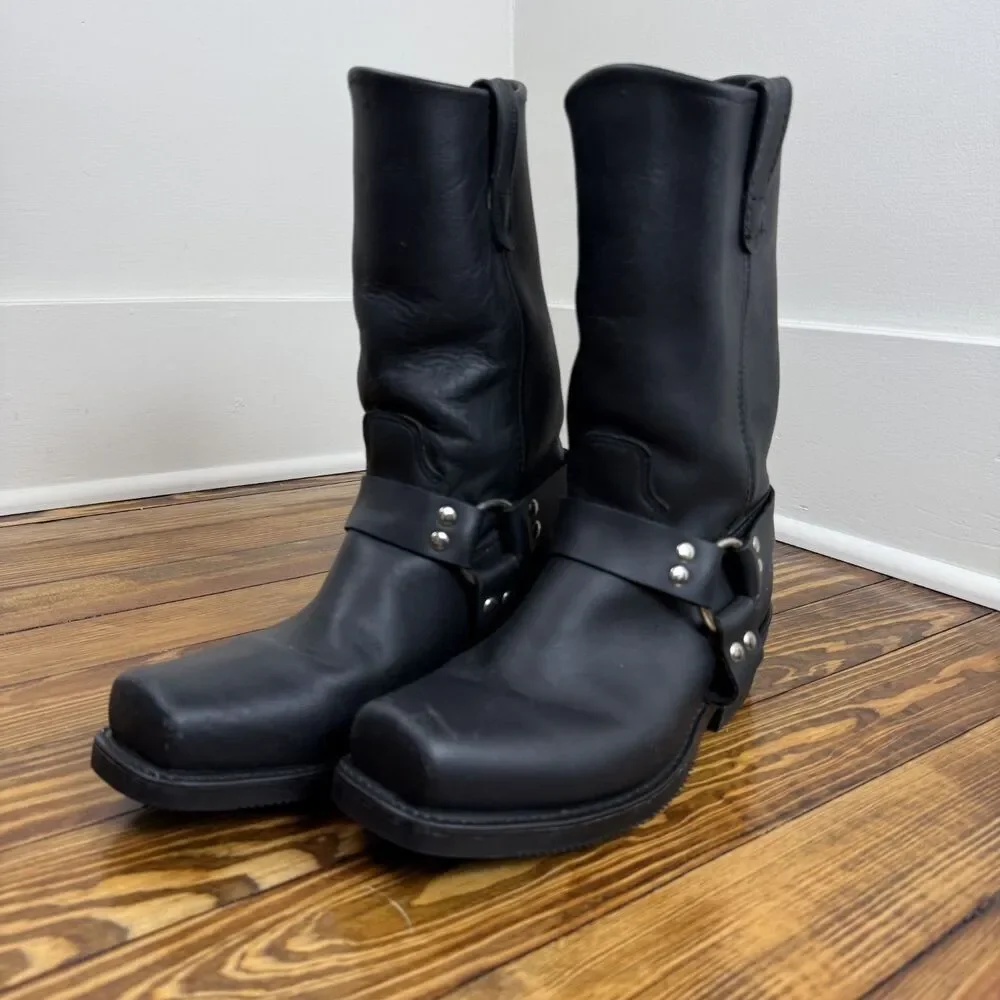 Double-H HH Black Leather Harness Boots Mens 9 | Motorcycle Riding Engineer - Picture 1 of 14